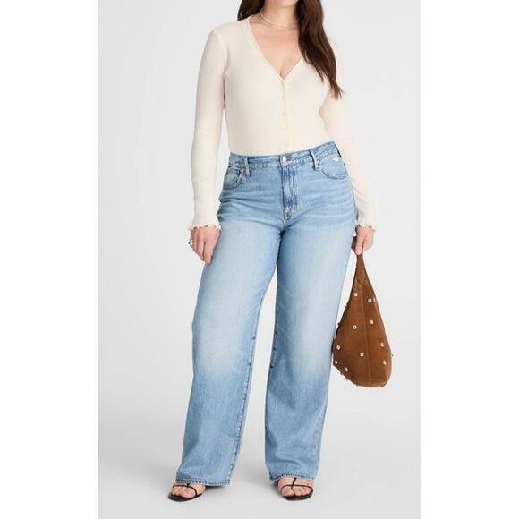 Madewell Superwide Leg Jeans in Alesio Wash Sz 32 Light Wash Wide Leg High Rise - Picture 4 of 7